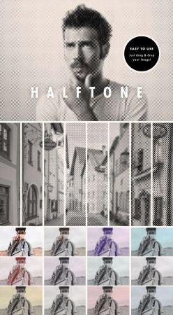 DesignOptimal Newspaper Style Halftone Photo Effect Mockup 352940226