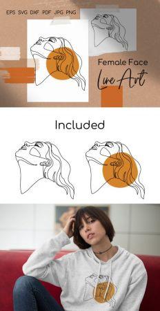 DesignOptimal Female Minimalist Abstract Face One Line 8508346