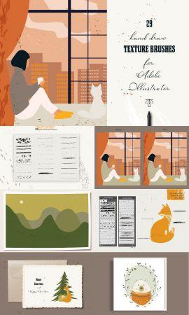 DesignOptimal CreativeMarket 29 vector texture brushes 5601816