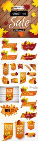 DesignOptimal Autumn sale banner with shopping leaves or promotional poster