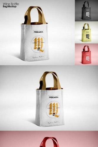 DesignOptimal Wine Bottle Bag Mock up
