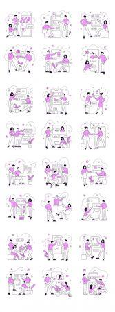 DesignOptimal Set of illustrations of linear men