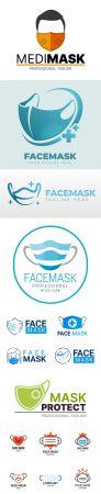 DesignOptimal 15 Face Mask Logos Templates in Vector