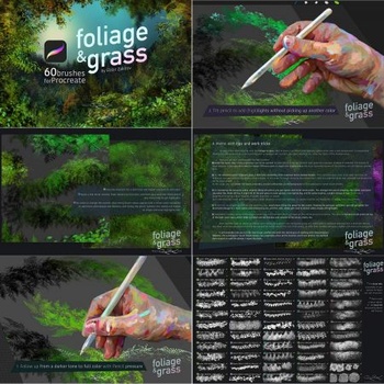 DesignOptimal CreativeMarket 60 Foliage Grass Procreate brushes 5760856