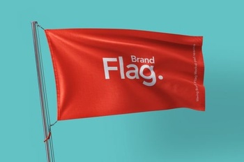 DesignOptimal Waving Brand Psd Flag Mockup