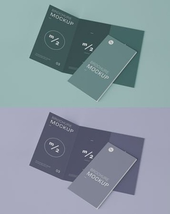 DesignOptimal Open and Close Trifold Brochure Mockup 343940686