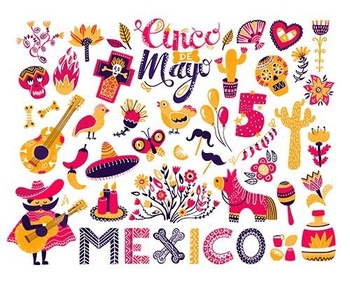 DesignOptimal Mexican Cinco De Mayo Illustrations Party Element Set