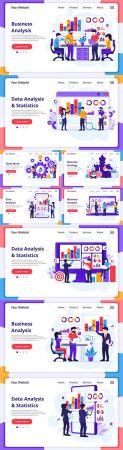 DesignOptimal Business analysis people work with charts landing page template