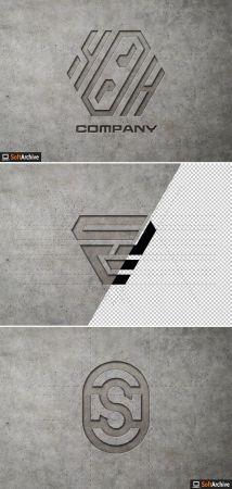 DesignOptimal Engraved Logo Mockup on Concrete 352984866