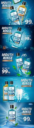 DesignOptimal Mouthwash advertisements and refreshing 3d illustrations