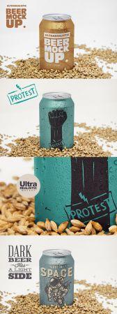 DesignOptimal Perspective Malt Beer Can Mockup
