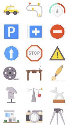 DesignOptimal 100 Driving School and Art Design Icons Set