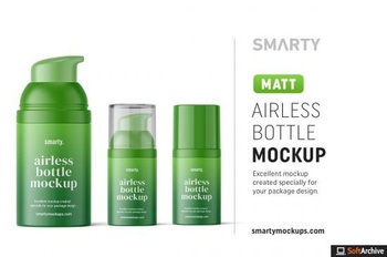 DesignOptimal CreativeMarket Matte airless bottle mockup 4850583
