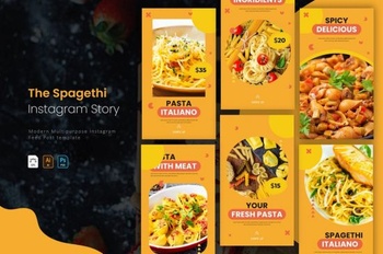 DesignOptimal Spagethi and Pasta Instagram Story