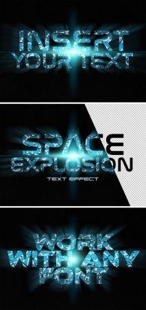 DesignOptimal Blue Crackle Text Effect in Space Mockup 336441246