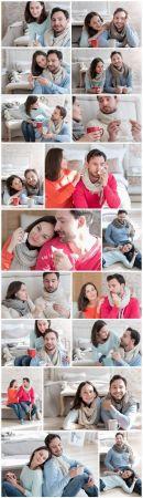 DesignOptimal Happy young couple in a cozy bedroom 3 20xUHQ JPEG