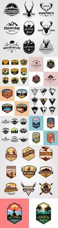 DesignOptimal Camping and hunting emblems vintage design