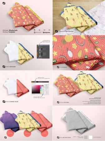 DesignOptimal CreativeMarket Kitchen Washcloth Mockup 5137747