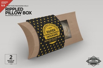 DesignOptimal CM Rippled Pillow Box Packaging Mockup 1301586