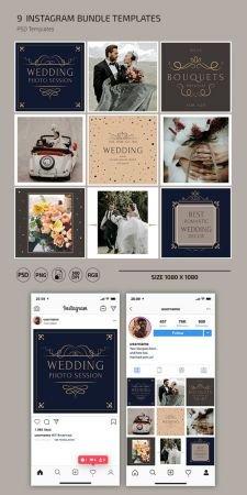 DesignOptimal 9 Instagram Wedding Bundle PSD Templates