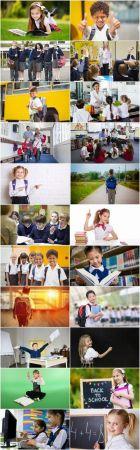 DesignOptimal Child children in school uniforms study library class lesson