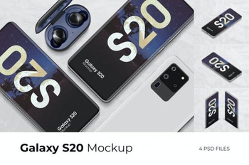 DesignOptimal 4 Psd Galaxy S20 Mockup Vol 4