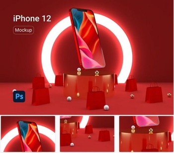 DesignOptimal iPhone 12 Red Mockup