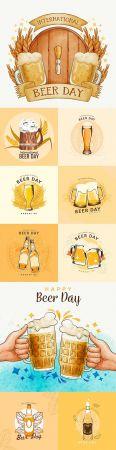 DesignOptimal International Beer Day collection of illustrations