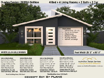 FreeCourseWeb Skillion Roof Duplex Design 4 Bedroom dual Family House Plan 203DU Skillion Full Architectural Concept Home Plans