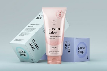 DesignOptimal Cosmetic Psd Cream Tube Mockup Vol2
