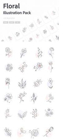 DesignOptimal Floral Illustration Pack 24 Illustrations