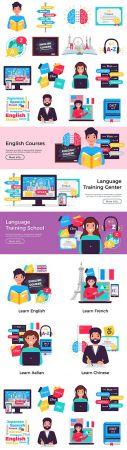 DesignOptimal Foreign language instruction collection elements and banners