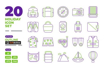 DesignOptimal Holiday Icon Set Outline