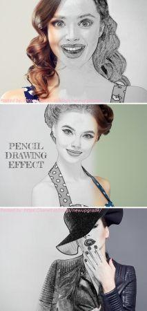 DesignOptimal Pencil Drawing Photo Effect Mockup 364810968