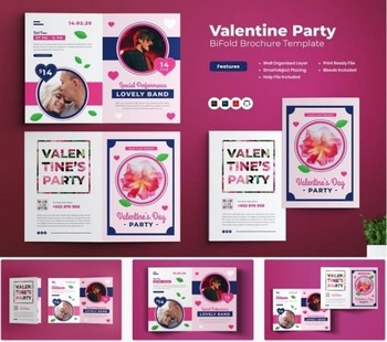 DesignOptimal Valentine Party Bifold Brochure